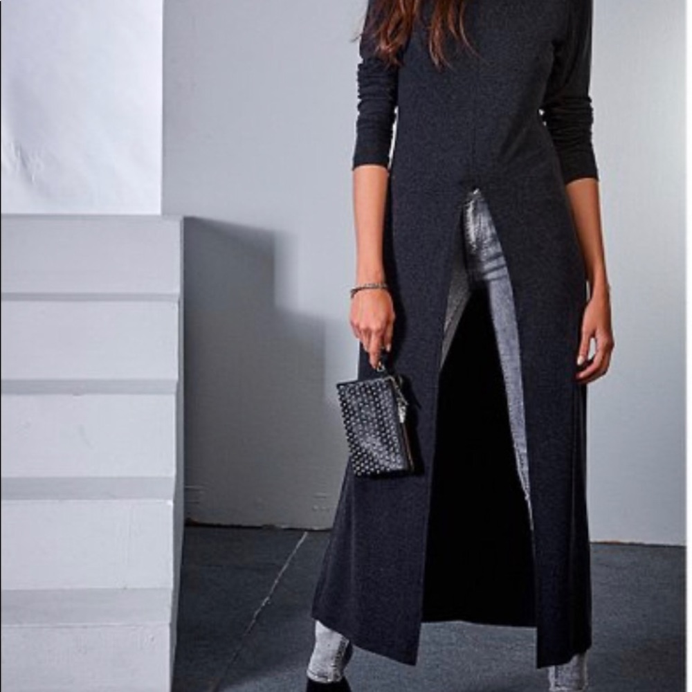 Milan Kiss Anthracite Split-Front Longline Tunic